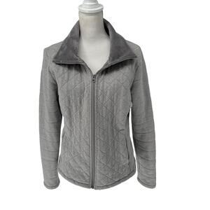 The North Face Gray Carolina Crop Quilted Fleece Lined Jacket Large